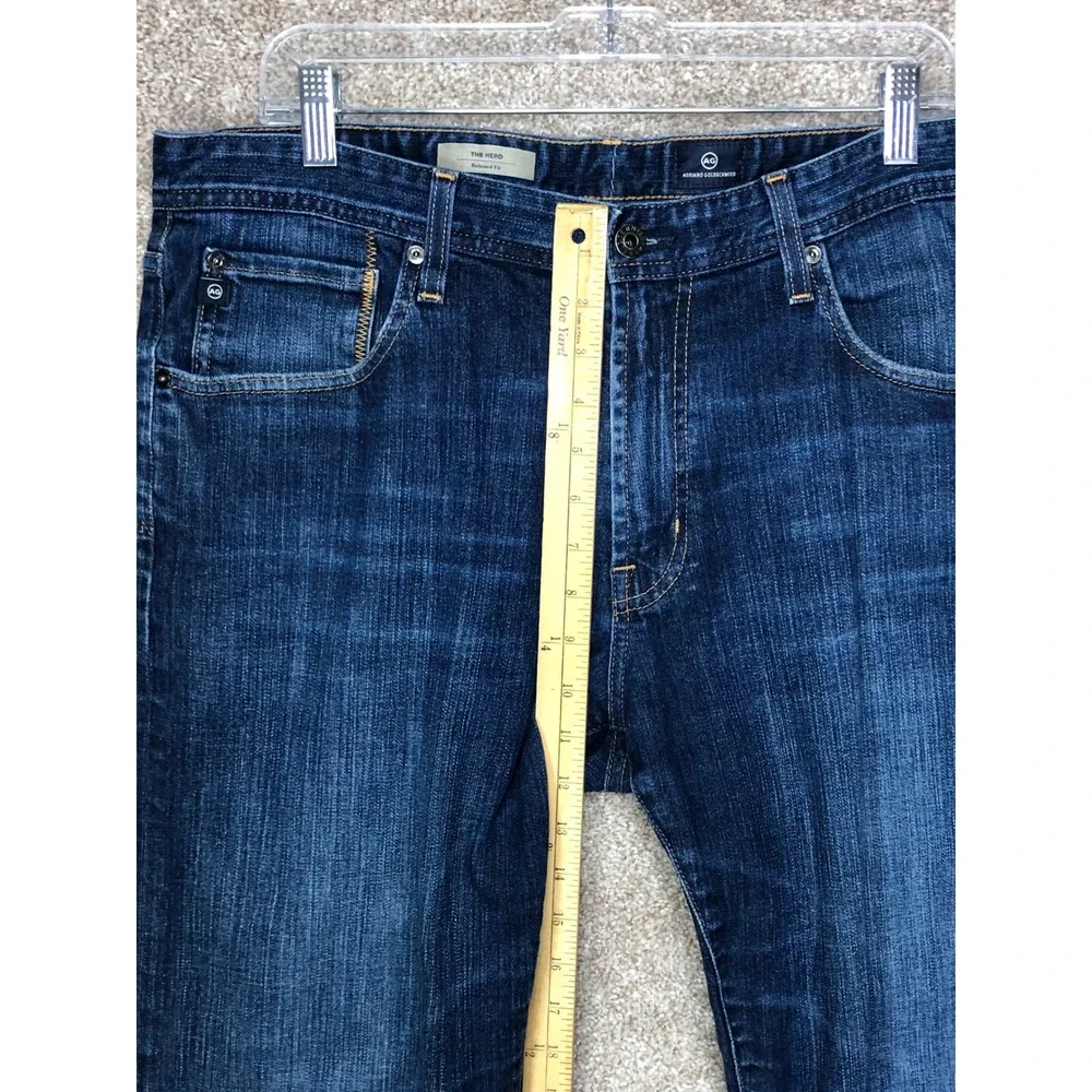 AG Adriano Goldschmied The Hero Relaxed Fit Jeans Men 36x31 Blue Dark Wash Denim
